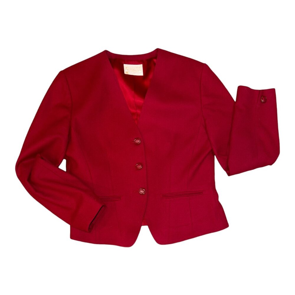 Pendleton Size 10 Red Collarless 3-Button 2-Pocke… - image 5